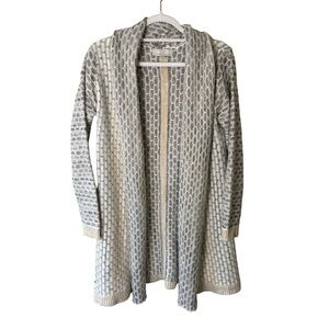 Carolyn Taylor Gray and Tan Knit Open Cardigan Size S Boho Cozy Neutral Fall
